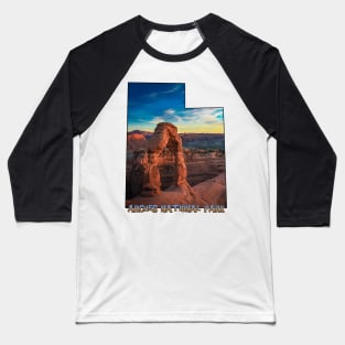 Utah State Outline (Arches National Park) Baseball T-Shirt